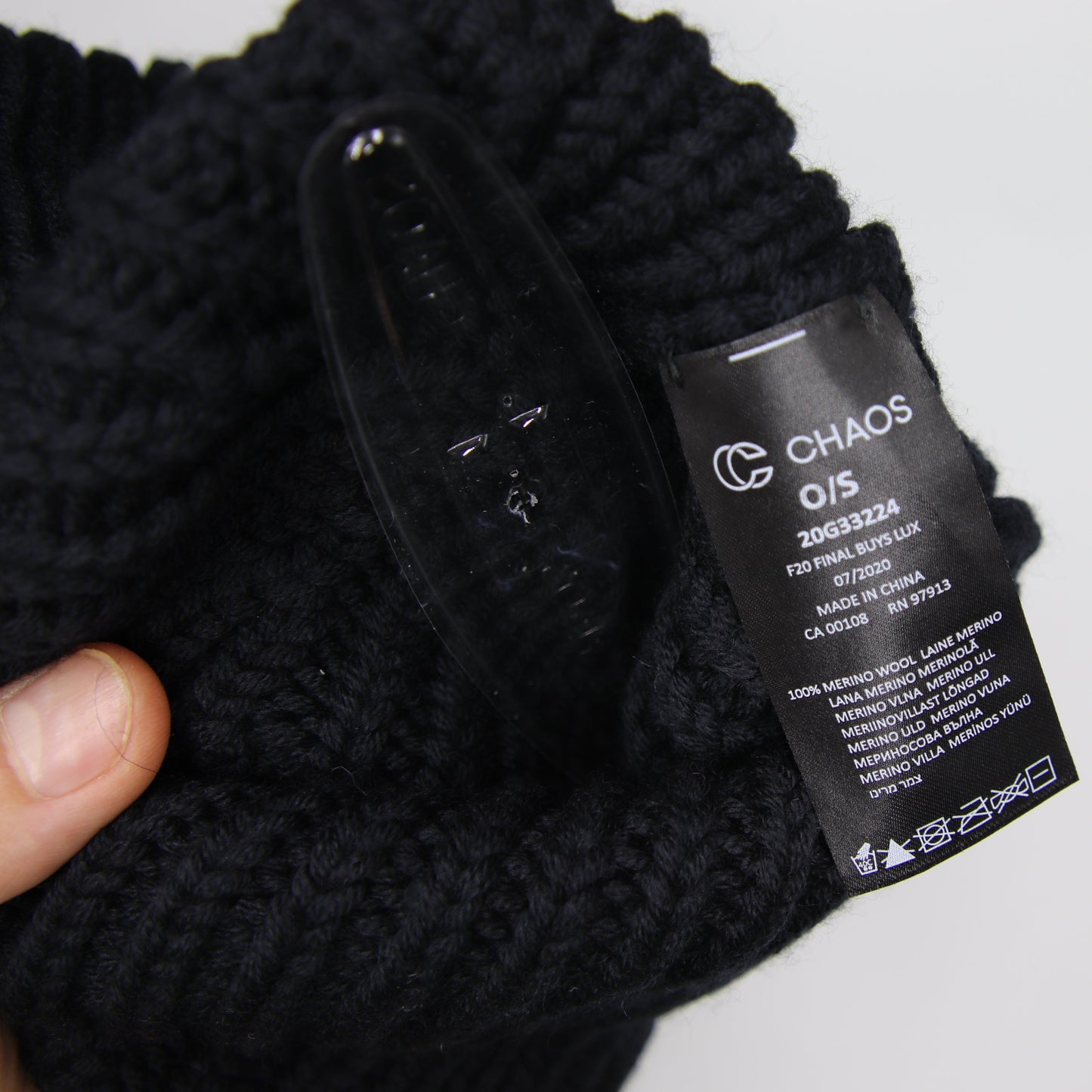 Tuque Chaos Lux Épaisse Apollo 100% Laine De Merino Beanie Noir