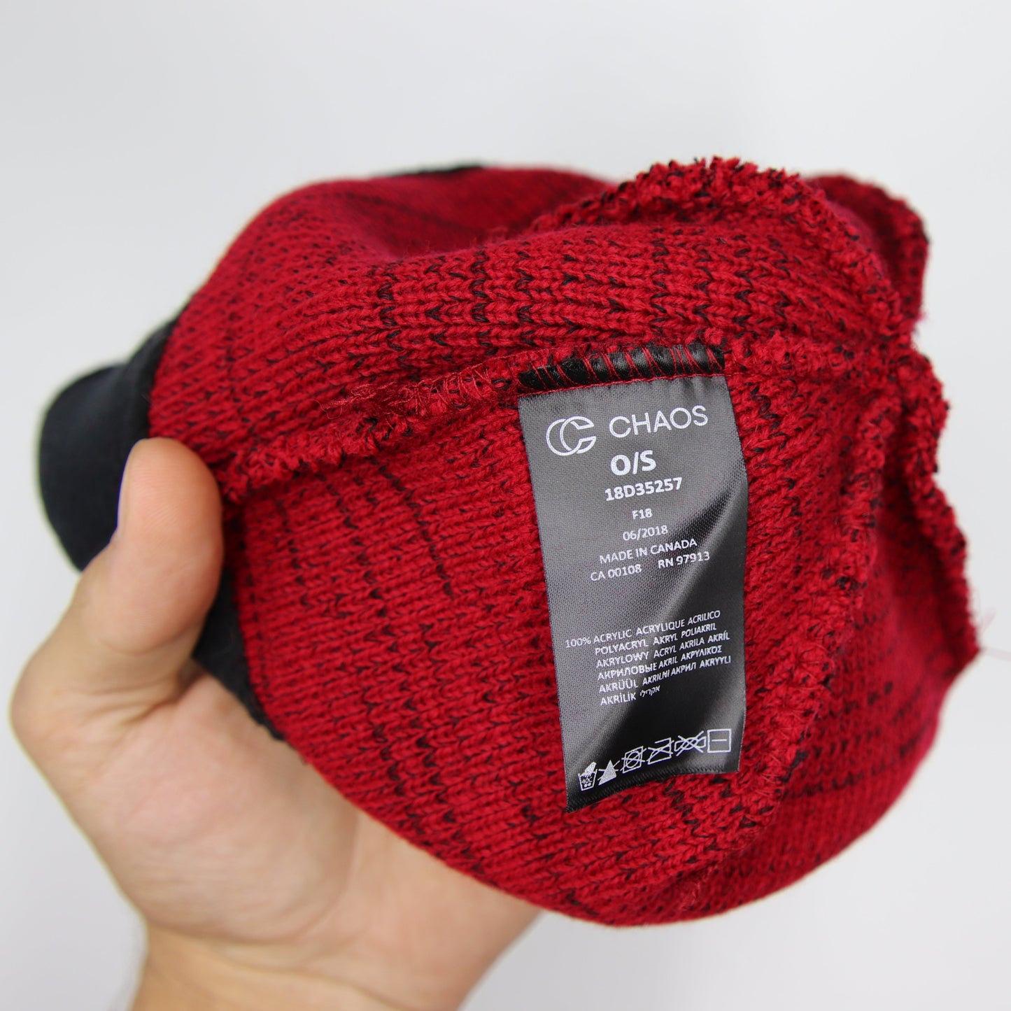 Tuque Chaos Twisted Beanie Rouge Noir