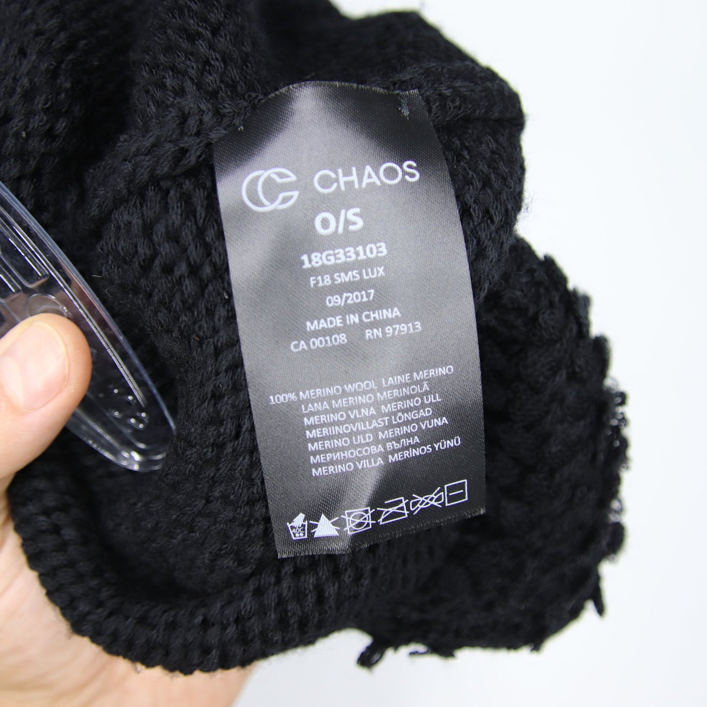 Tuque Chaos Lux Liam 100% Laine De Merino Beanie Noir