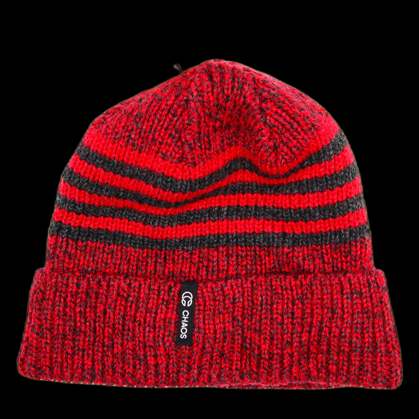 Tuque Chaos Twisted Stripe 15% Laine De Merino Beanie Rouge Noir