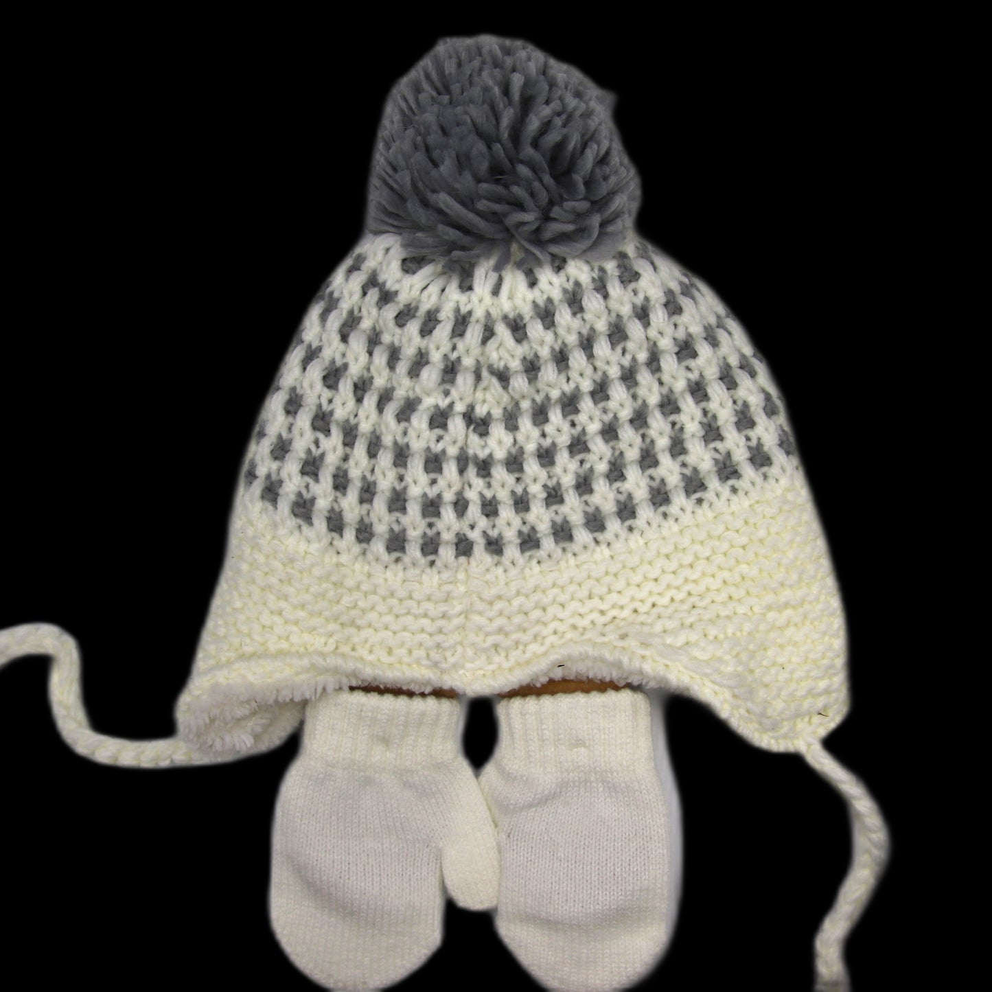 Tuque et Mitaines Chaos Enfant Beanie Blanc Gris