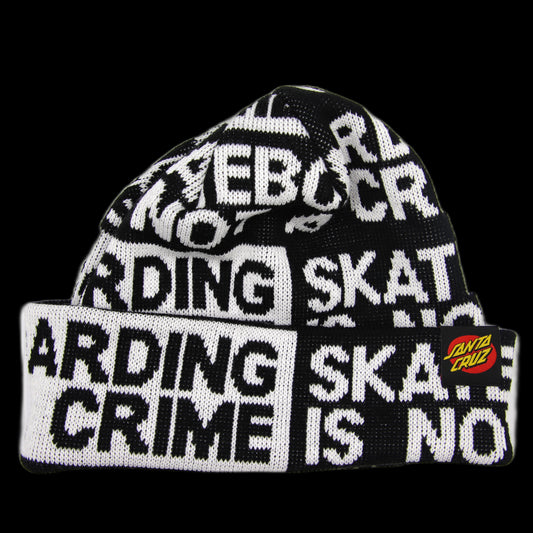 Tuque Santa Cruz Skateboarding Is Not A Crime Beanie Blanc/Noir